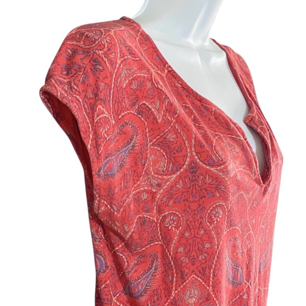 Lucky Brand Paisley Tie Front Top Small Red Boho Western Peasant Festival - Picture 5 of 7